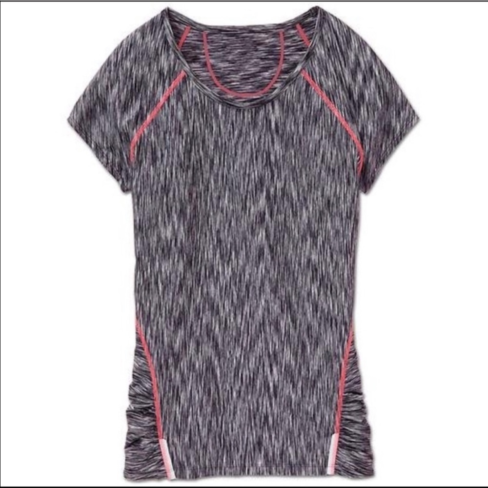 Athleta Space Dye Athletic Top Black Zipper Pocket